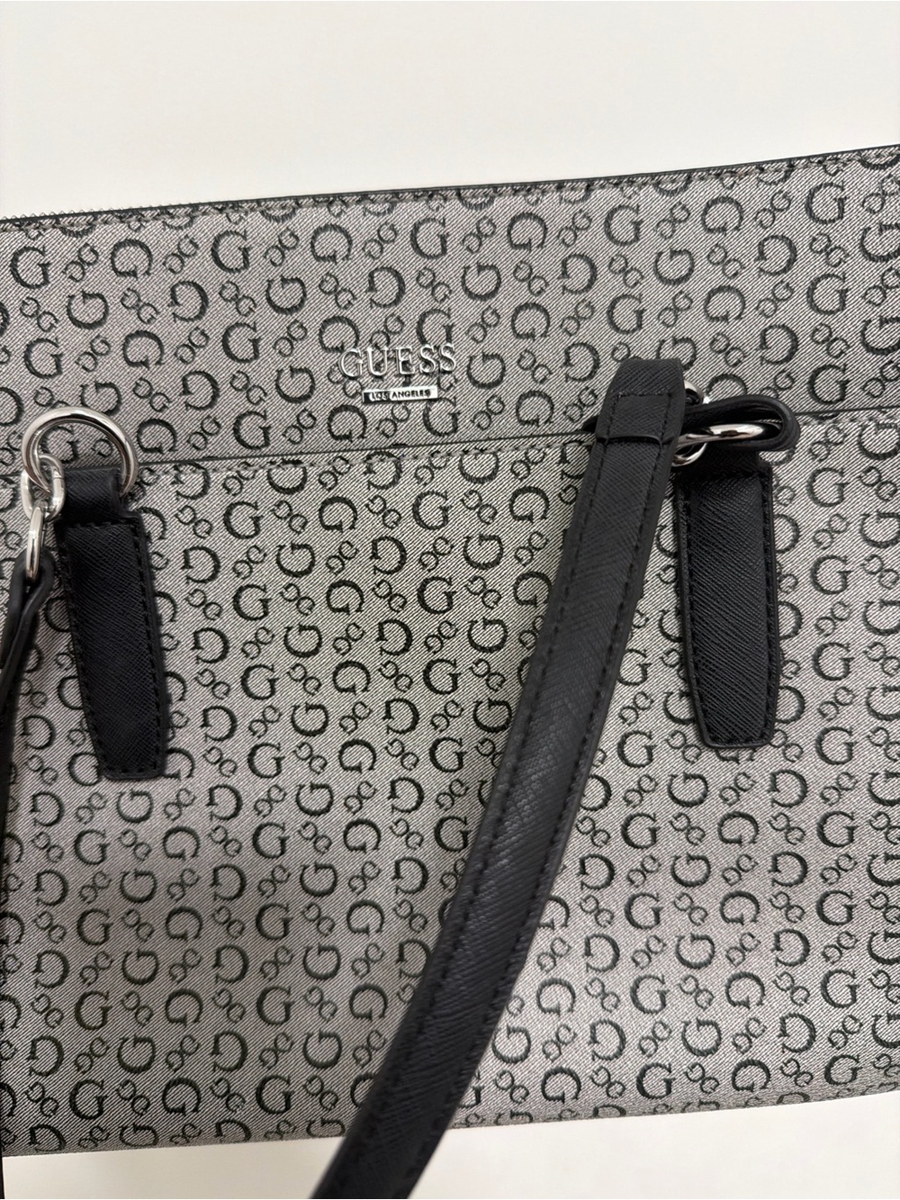 GUESS Gray & Black Monogram Tote